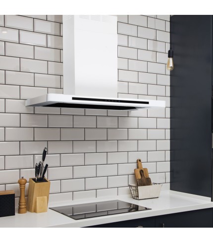 Linea - Designer Black Glass Door Wall Hood - Options
