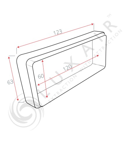 100mm x 60mm Flat Tube Inline Connector collar