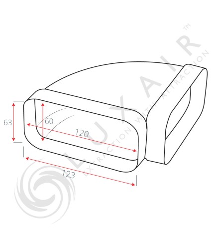 100mm x 60mm 90° Flat Horizontal Elbow Connector