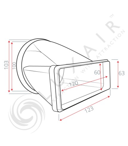 100mm Round To Flat Rectangular Horizontal Connector