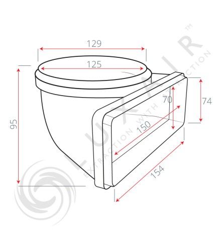 125mm (5") Round to Flat 150mm x 70mm Vertical 90° Bend