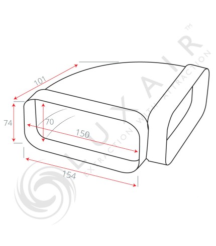 150mm x 70mm (5") 90° Horizontal Ducting Bend Elbow