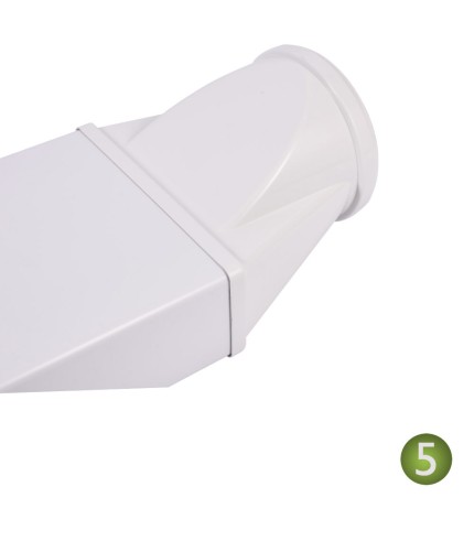 150mm (6")  Round To Flat 220mm x 90mm Horizontal Connector