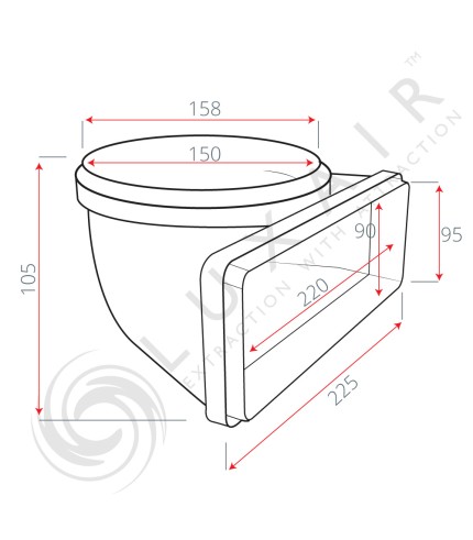 220mm x 90mm Round To Rectangular 90° Elbow