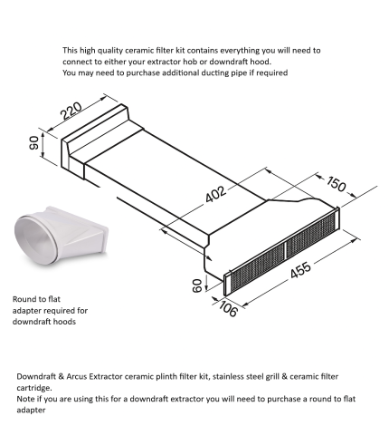 Downdraft & Arcus Recirculating Ceramic Plinth Kit